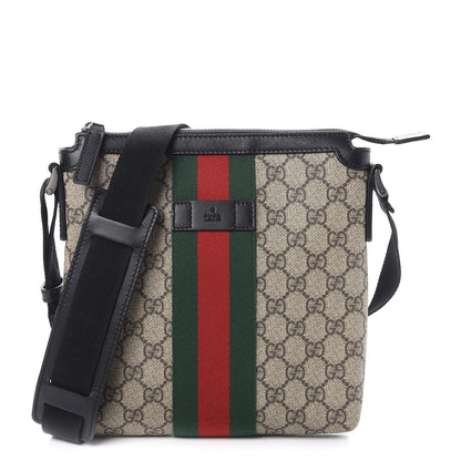 Gucci GG Supreme Monogram Web Messenger Bag Black 1 of 7