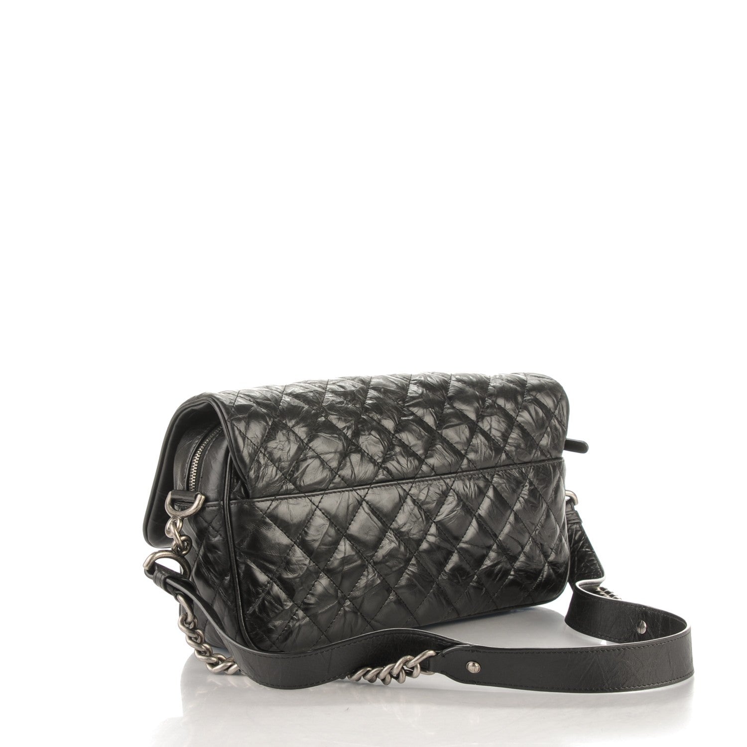 Chanel Crumpled Calfskin Quilted Medium Casual Rock Flap Black 3 of 8