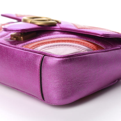 Gucci Metallic Calfskin Matelasse Mini GG Marmont Shoulder Bag Fuchsia 7 of 10