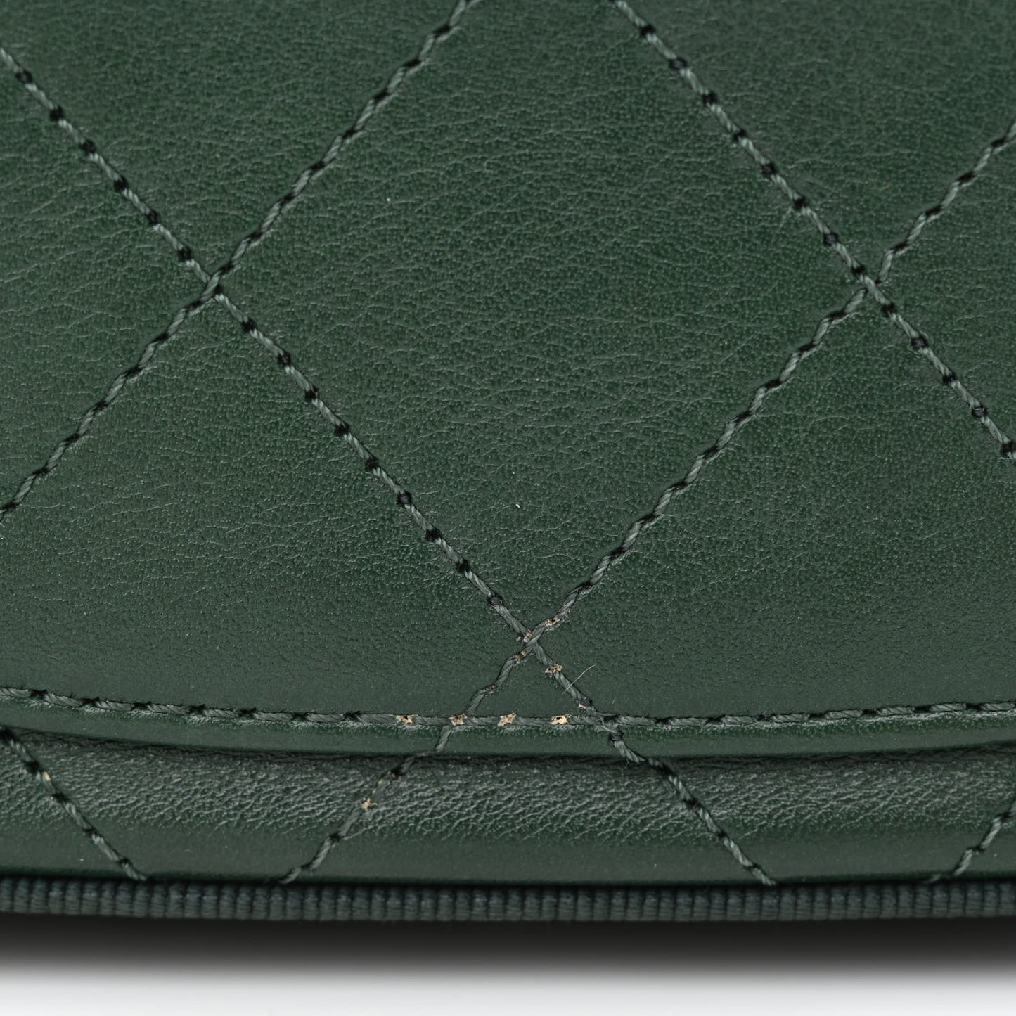 Calfskin Grosgrain Stitched Button Up Camera Case Green