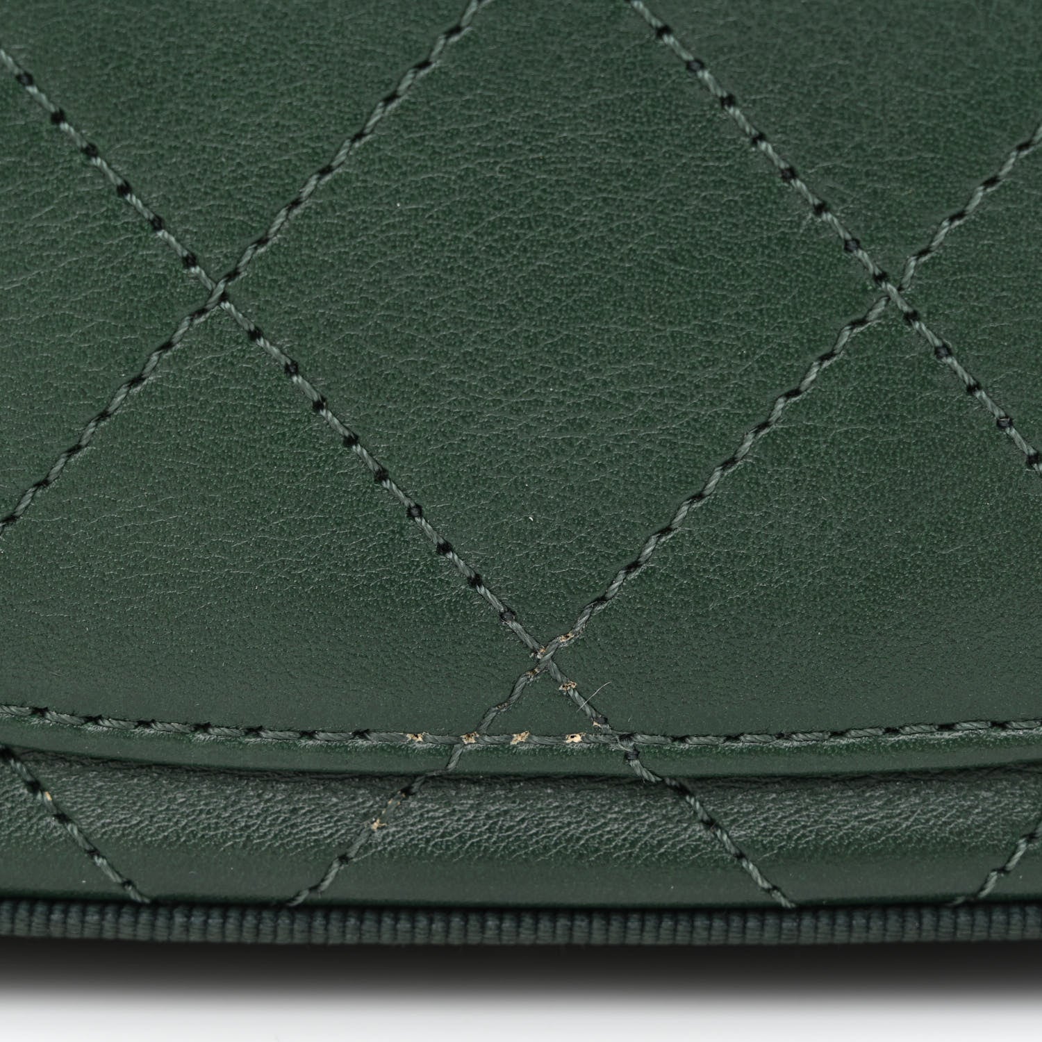 Chanel Calfskin Grosgrain Stitched Button Up Camera Case Green 12 of 12