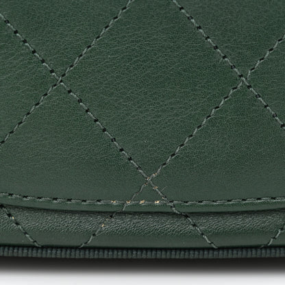 Chanel Calfskin Grosgrain Stitched Button Up Camera Case Green 12 of 12