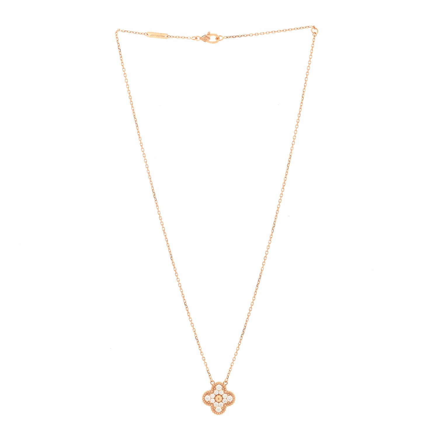 Van Cleef & Arpels 18K Rose Gold Diamond Vintage Alhambra Pendant Necklace 3 of 4