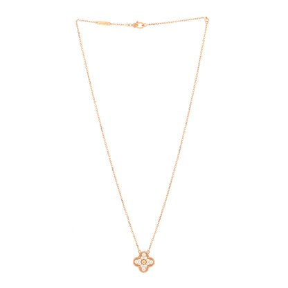Van Cleef & Arpels 18K Rose Gold Diamond Vintage Alhambra Pendant Necklace 3 of 4