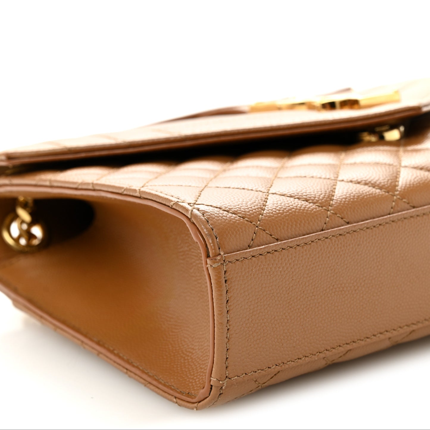 Grain De Poudre Textured Mixed Matelasse Medium Triquilt Monogram Satchel Dark Cork