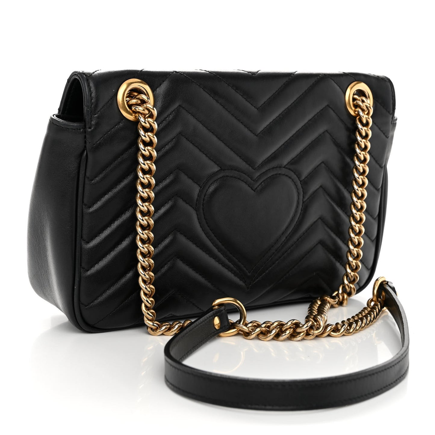 Calfskin Matelasse Small GG Marmont Shoulder Bag Black