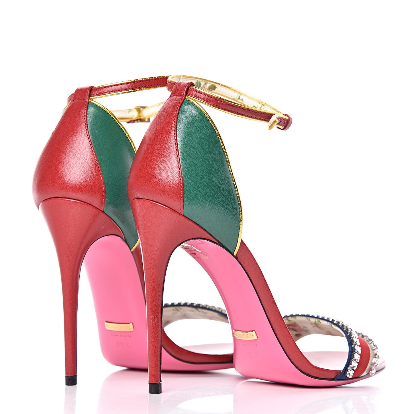 Crystal Isle Ankle Strap Sandals 39.5 Web Red