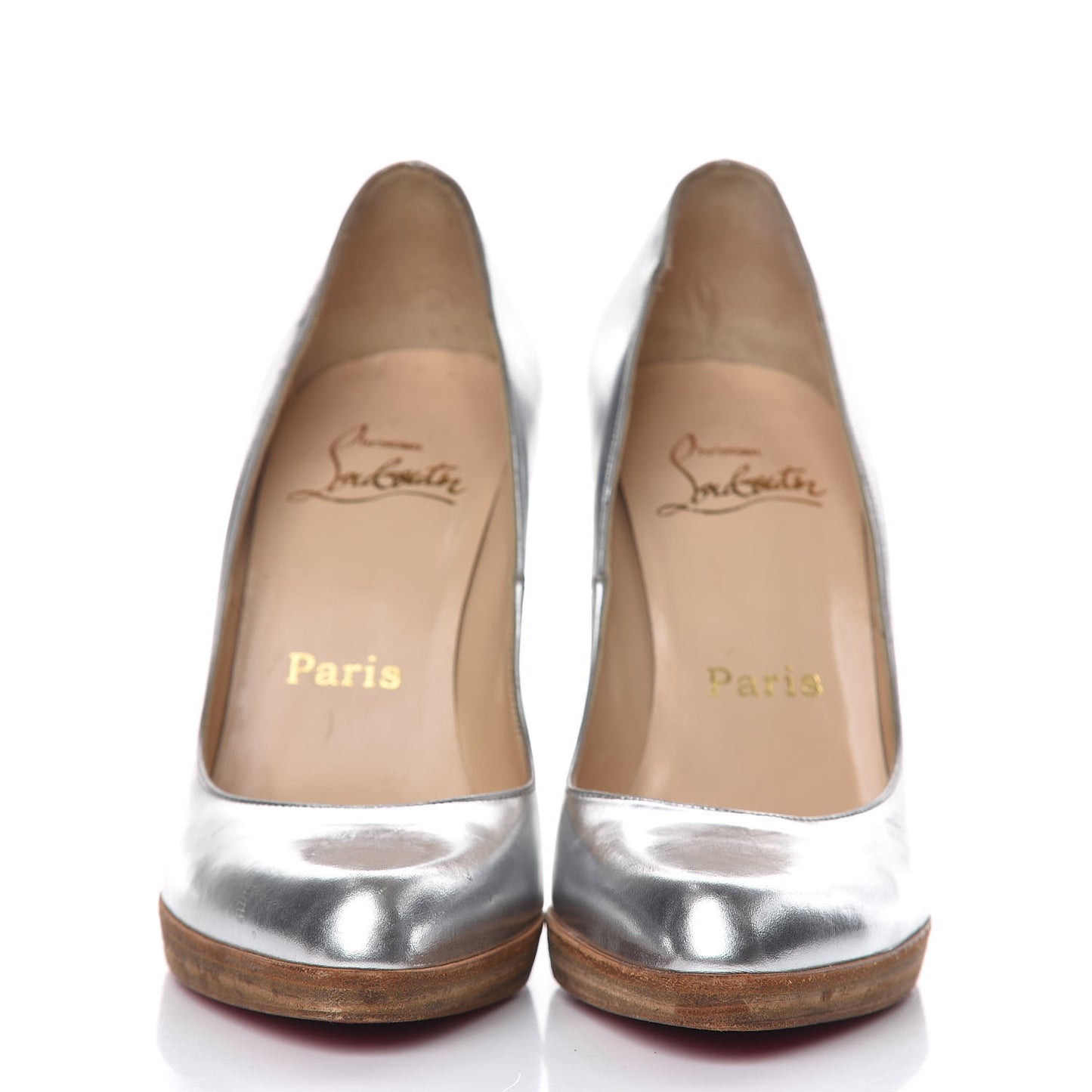 Metallic Calfskin Wood Bruges 120 Pumps 35.5 Silver