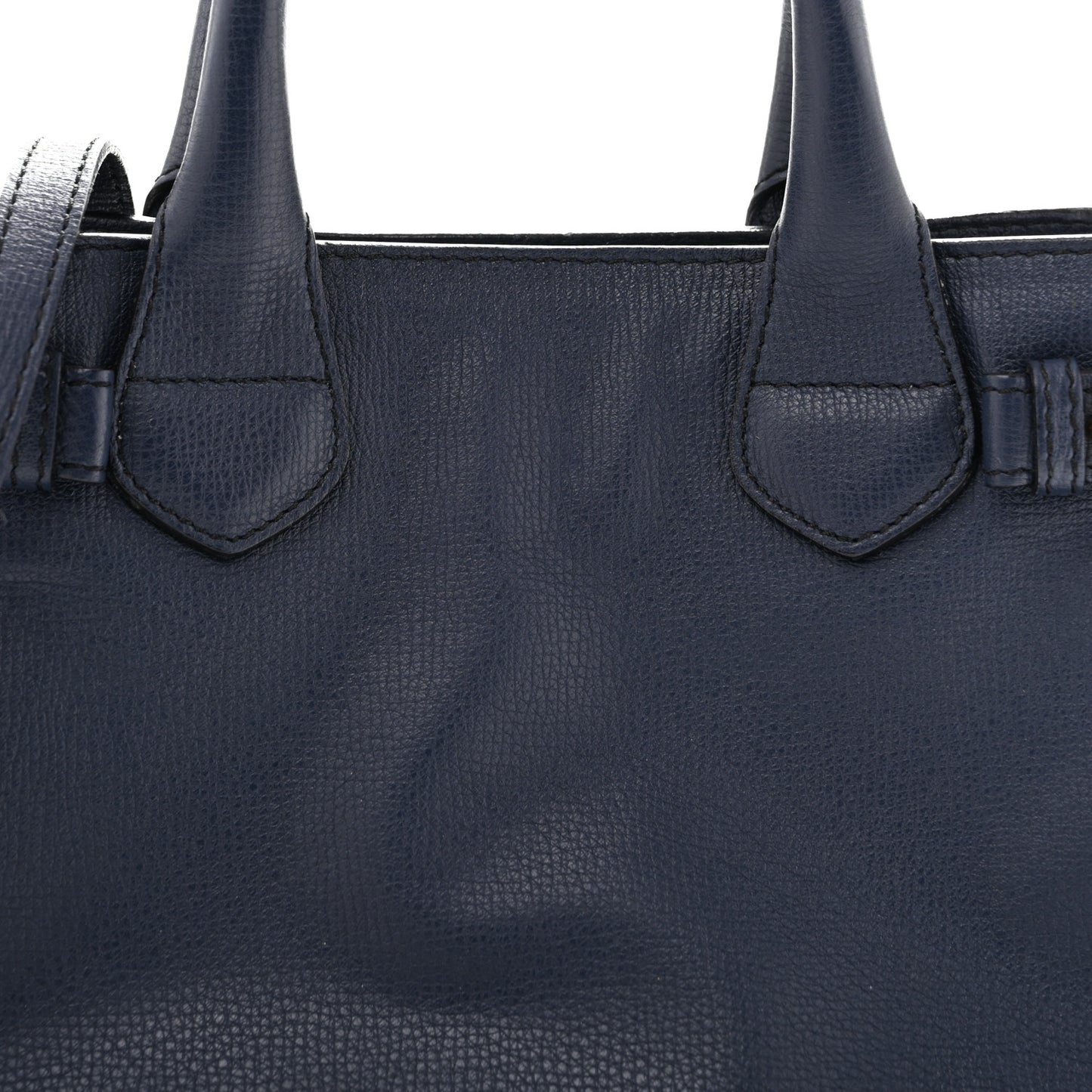 Grainy Calfskin House Check Small Banner Tote Ink Blue