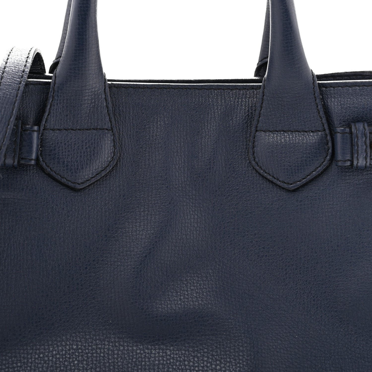 Burberry Grainy Calfskin House Check Small Banner Tote Ink Blue 7 of 12