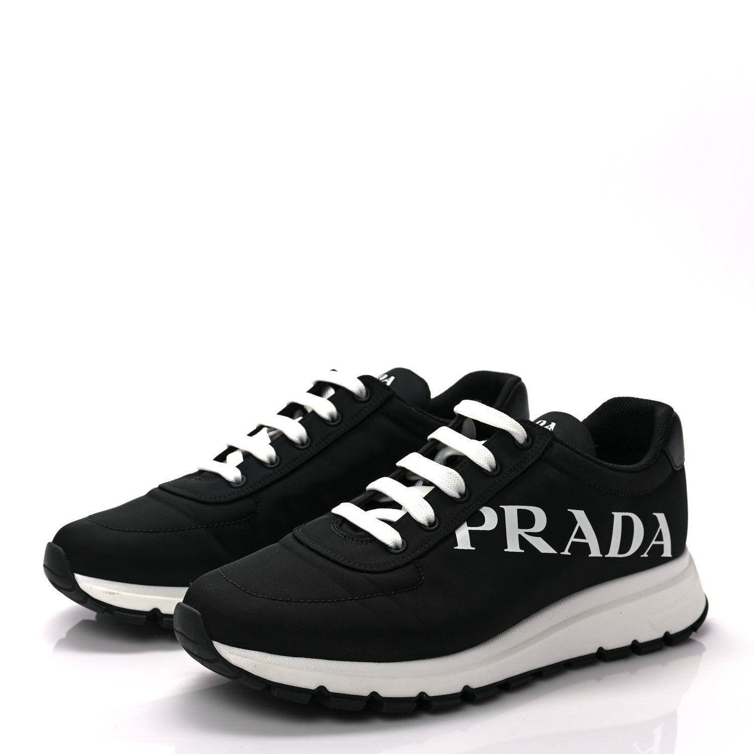 Prada Nylon Gabardine Logo Mens Sneakers 8 Black 3 of 7