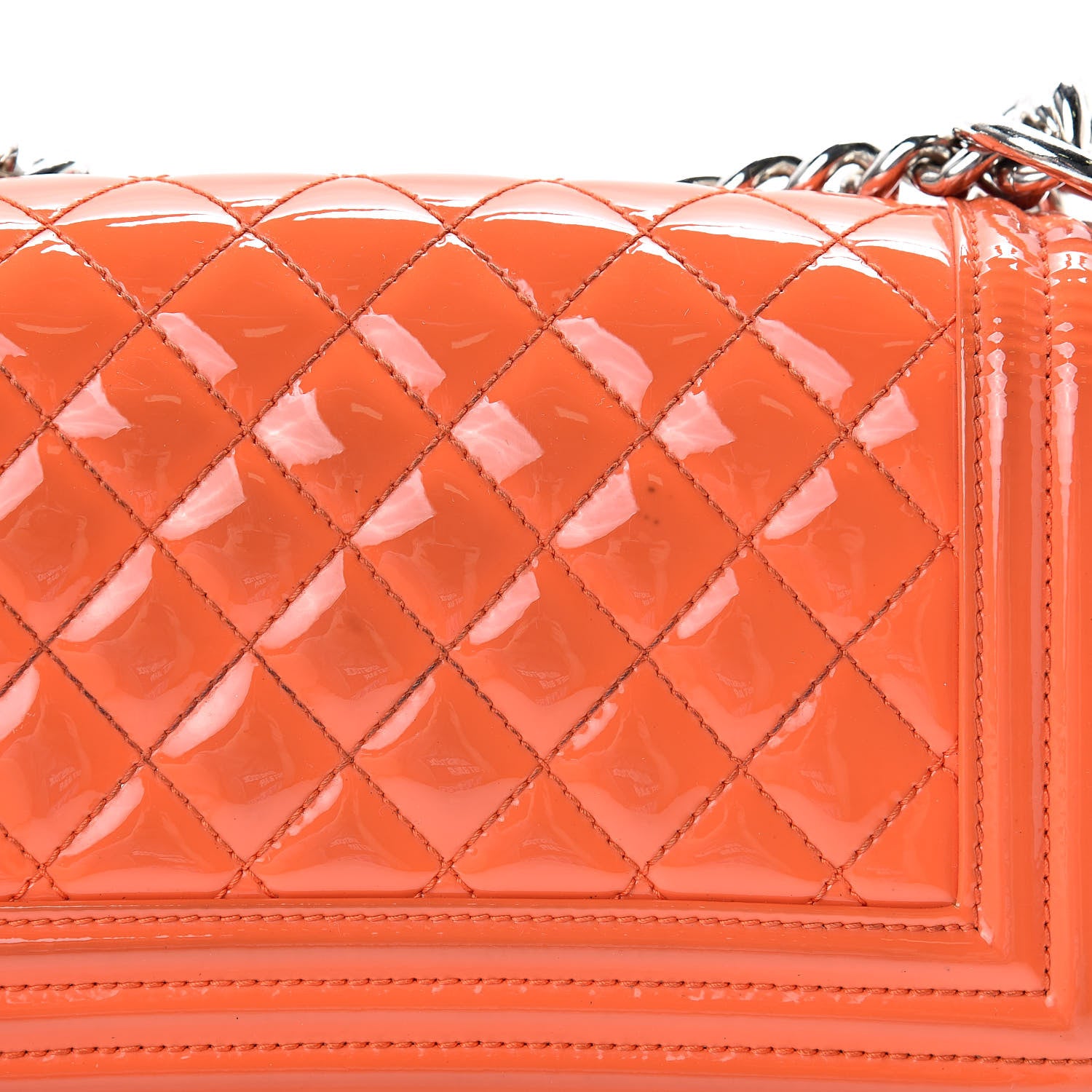 Chanel Patent Calfskin Quilted Small Plexiglass Boy Flap Orange 13 of 17