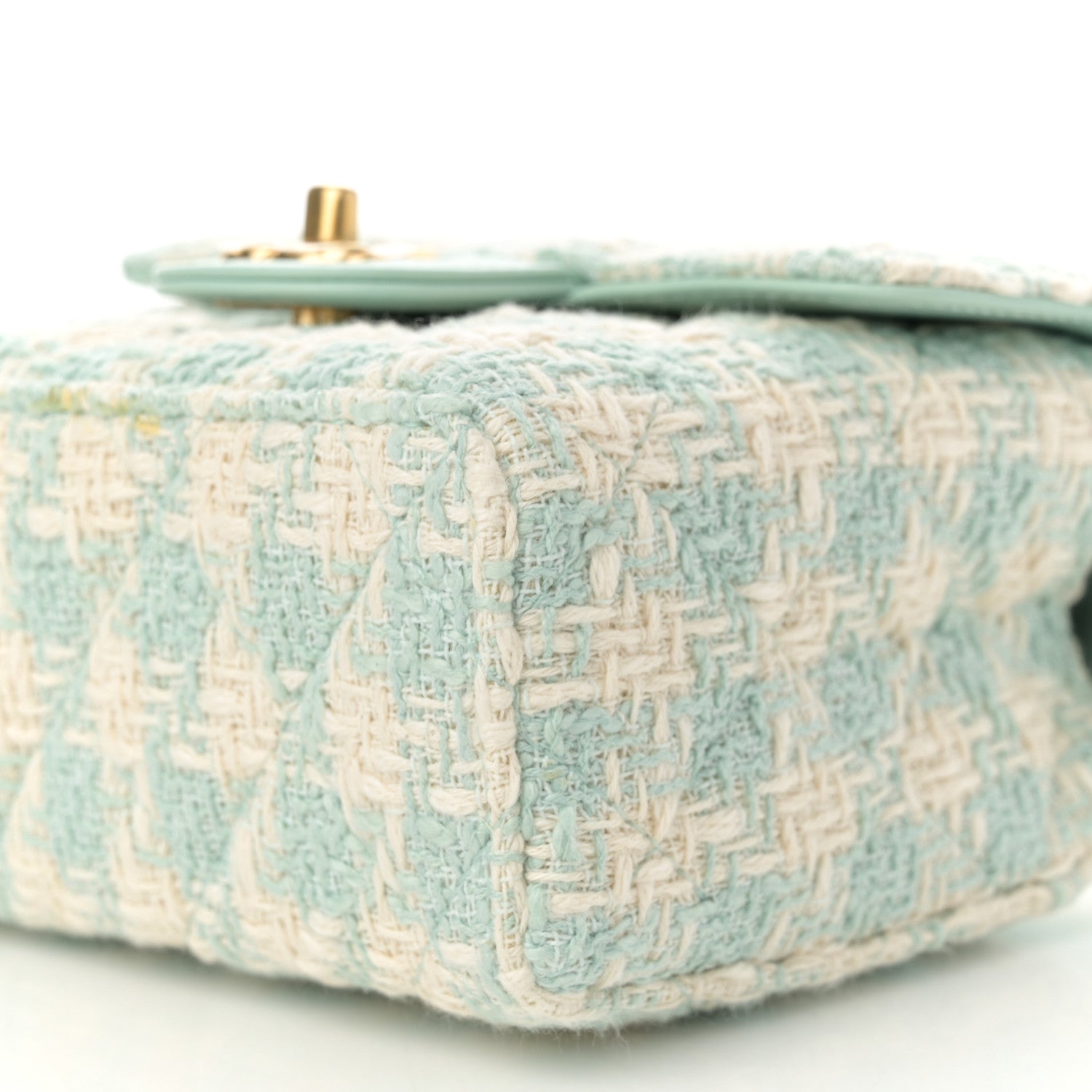 Chanel Tweed Handle Crush Top Handle Flap Bag Light Blue Ecru 10 of 12