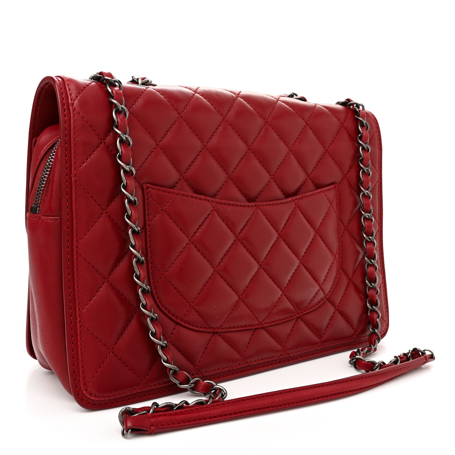 Chanel Lambskin Quilted Citizen Zip Large Flap Dark Red 3 of 12