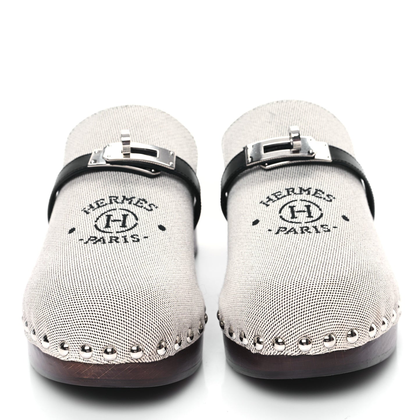 H Canvas Calfskin Carlotta Mules 37 Prunoir Black