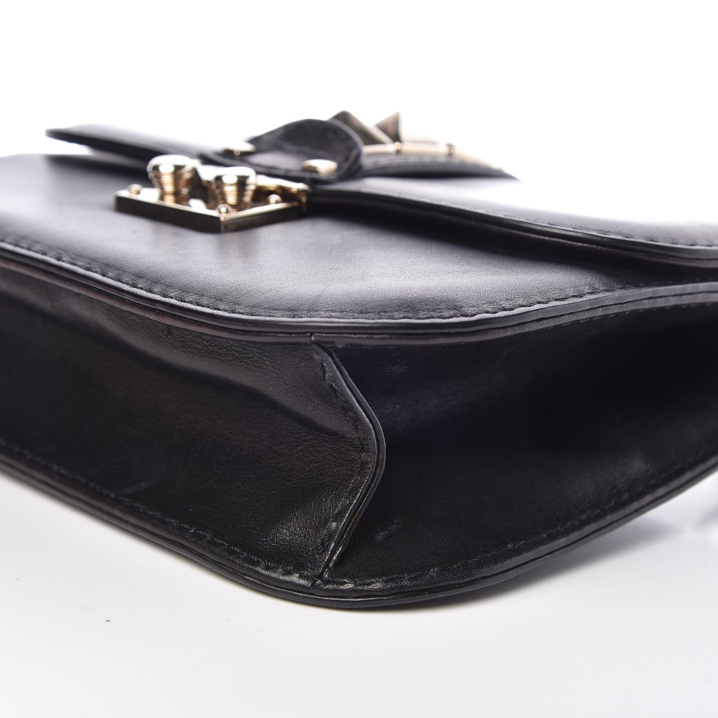Vitello Small Glam Lock Rockstud Flap Black