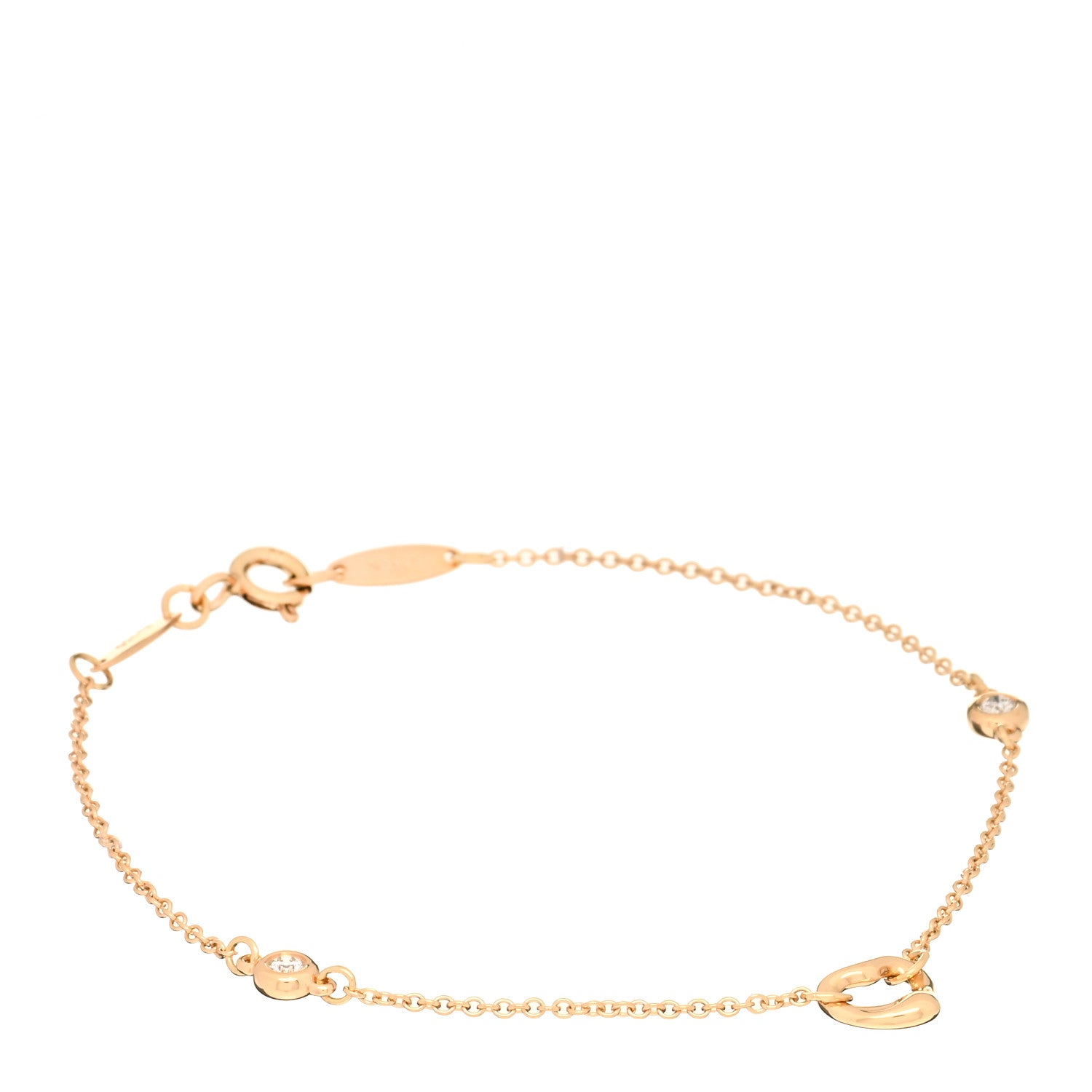 Tiffany 18K Rose Gold Diamond Elsa Peretti Diamonds by the Yard Open Heart Bracelet 1 of 4
