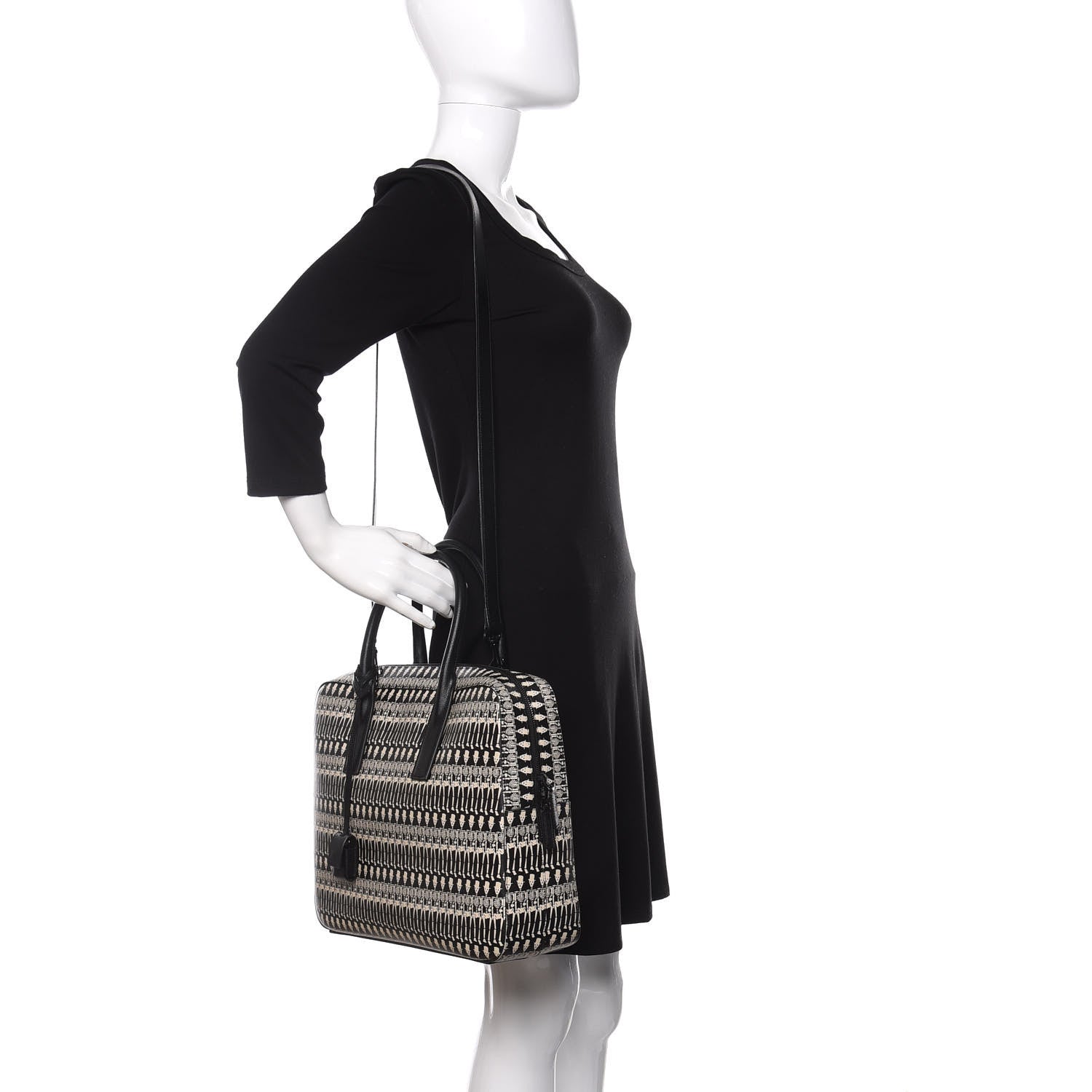 Saint Laurent Grain de Poudre Skeleton Print Medium Museo Briefcase Black 2 of 9