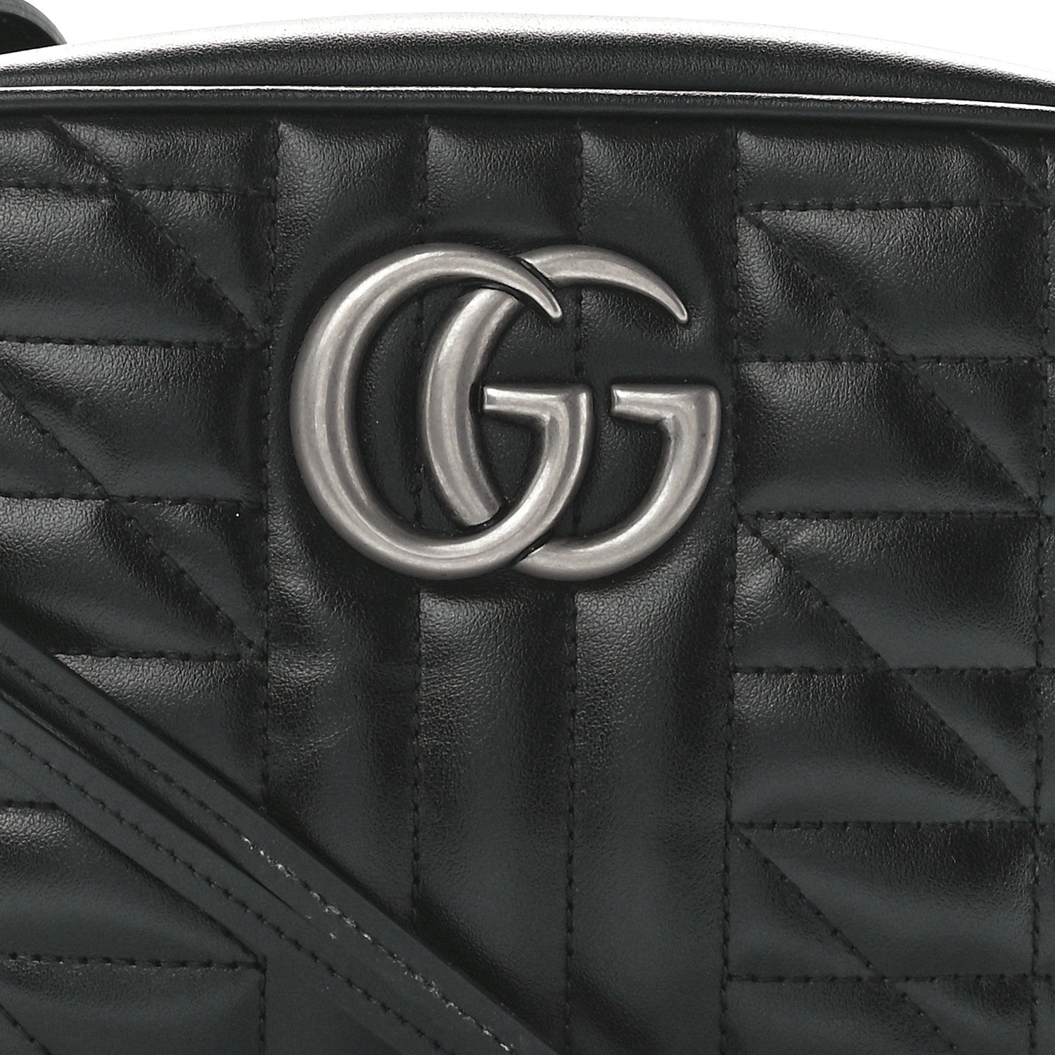 Gucci Calfskin Matelasse Aria Small GG Marmont Chain Shoulder Bag Black 9 of 12