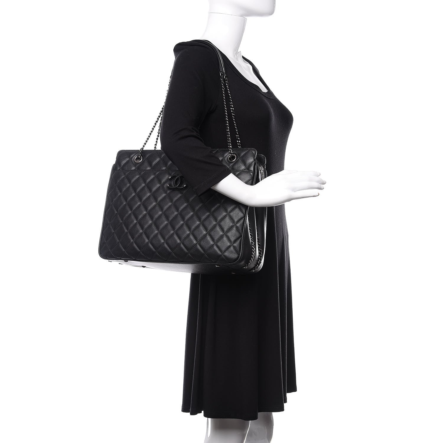 Chanel Calfskin Quilted Frame In Chain Tote Black 2 of 11
