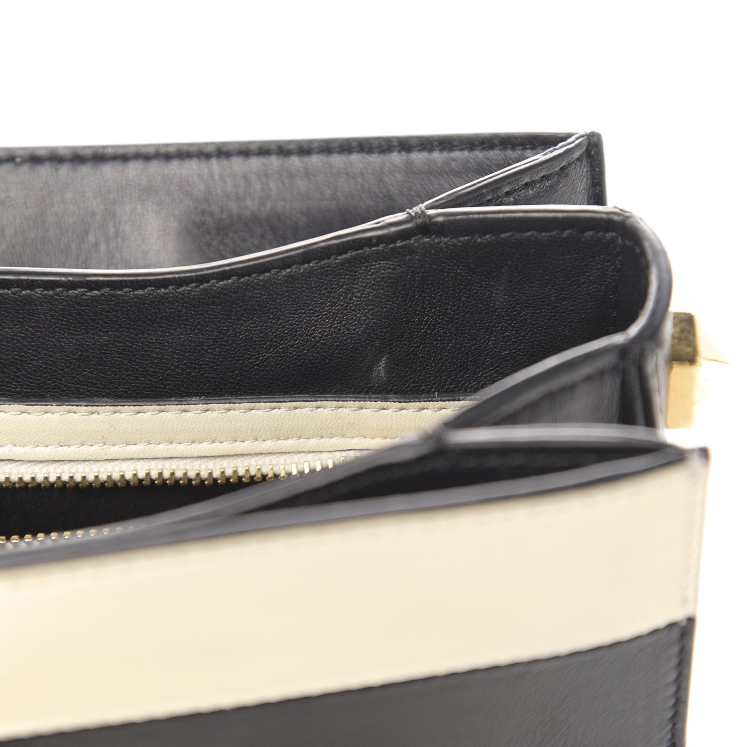 Valentino Garavani Nappa Striped B-Rockstud Flap Black Light Ivory 12 of 17