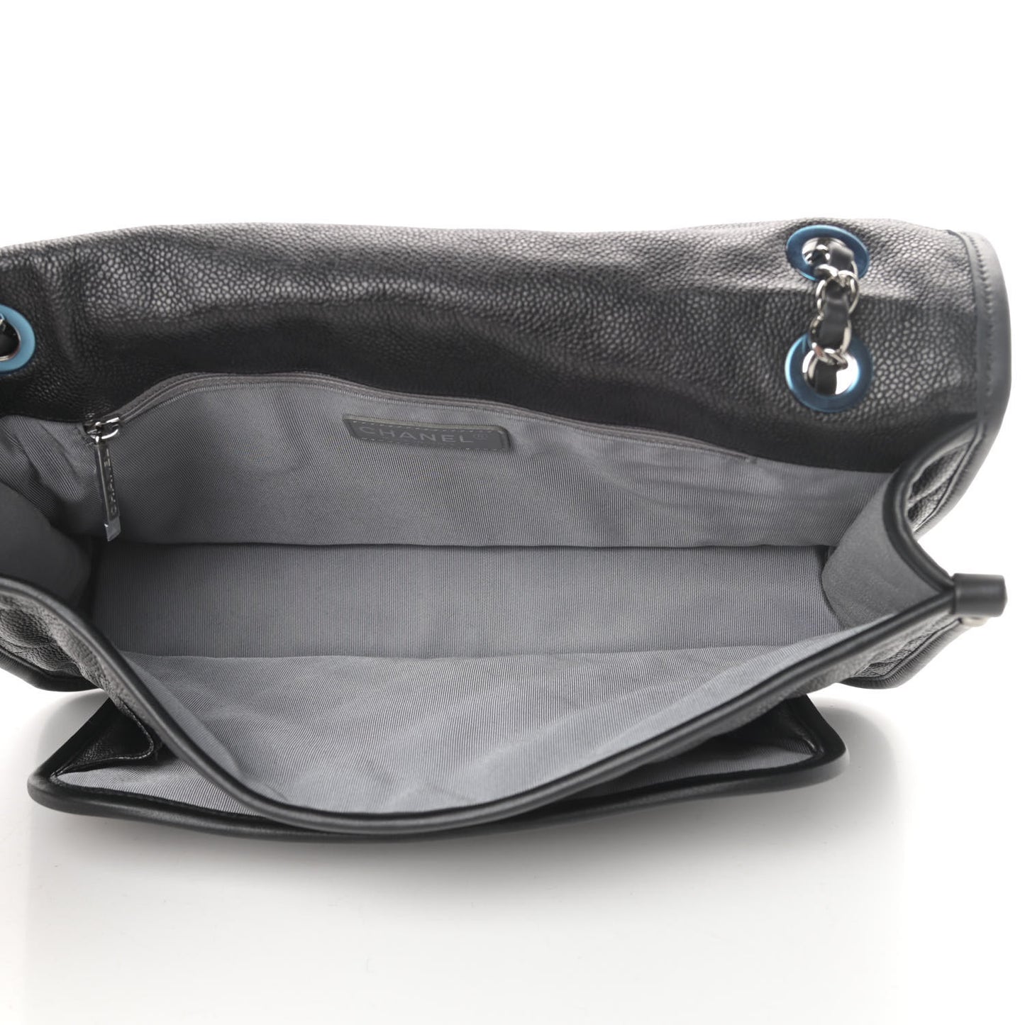 Caviar Quilted Large French Riviera Flap Black