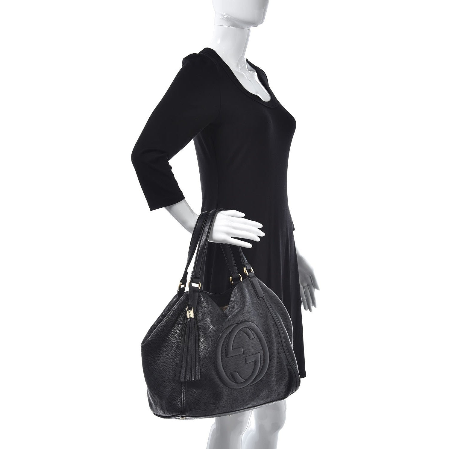 Gucci Pebbled Calfskin Medium Soho Shoulder Bag Black 2 of 14