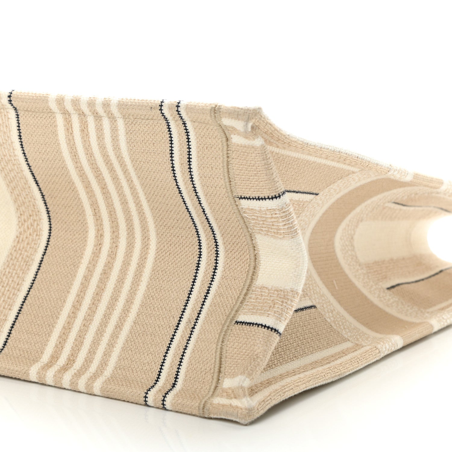 Christian Dior Canvas Embroidered Large Stripes Book Tote Beige 11 of 13
