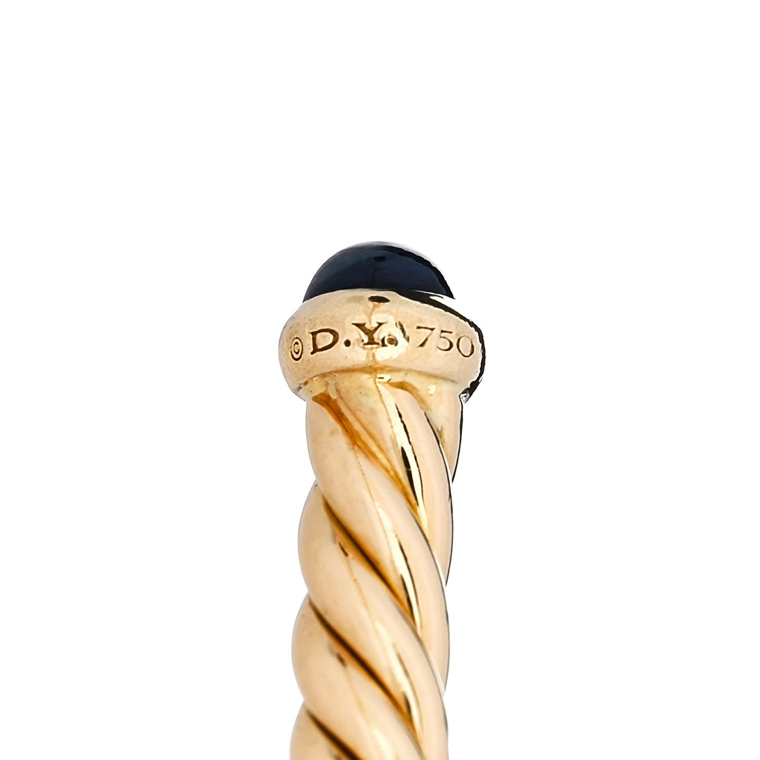 David Yurman 18K Yellow Gold Blue Sapphire 4mm Cablespira Bracelet 3 of 4