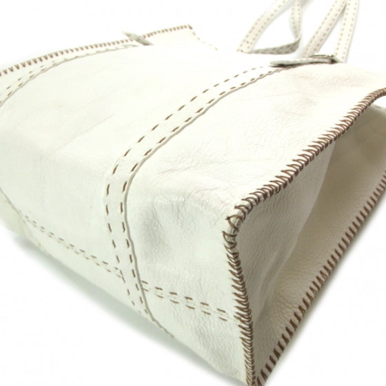 Fendi Calfskin Romano Selleria Tote White 6 of 10