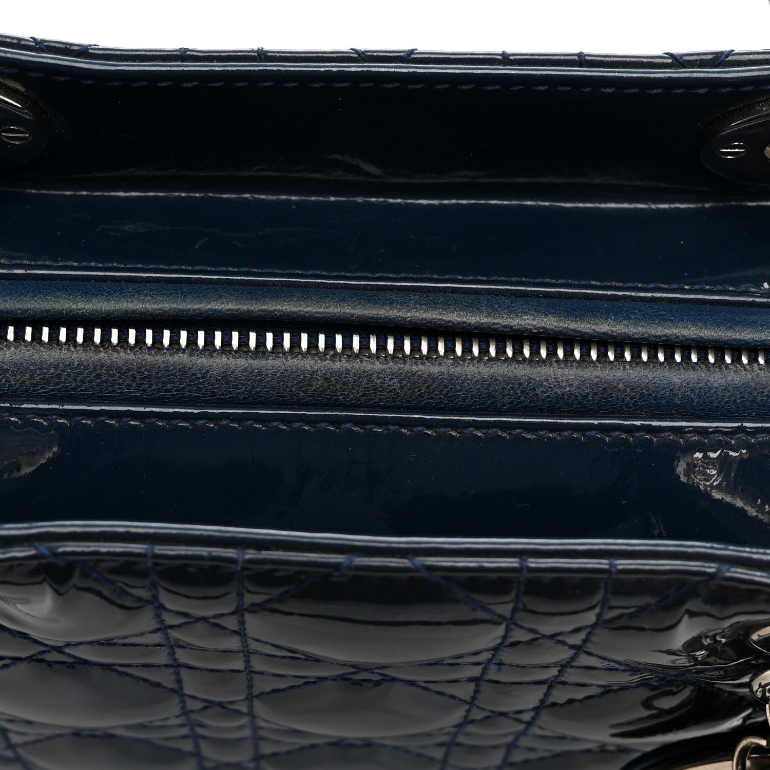 Christian Dior Patent Cannage Medium Lady Dior Blue 9 of 9