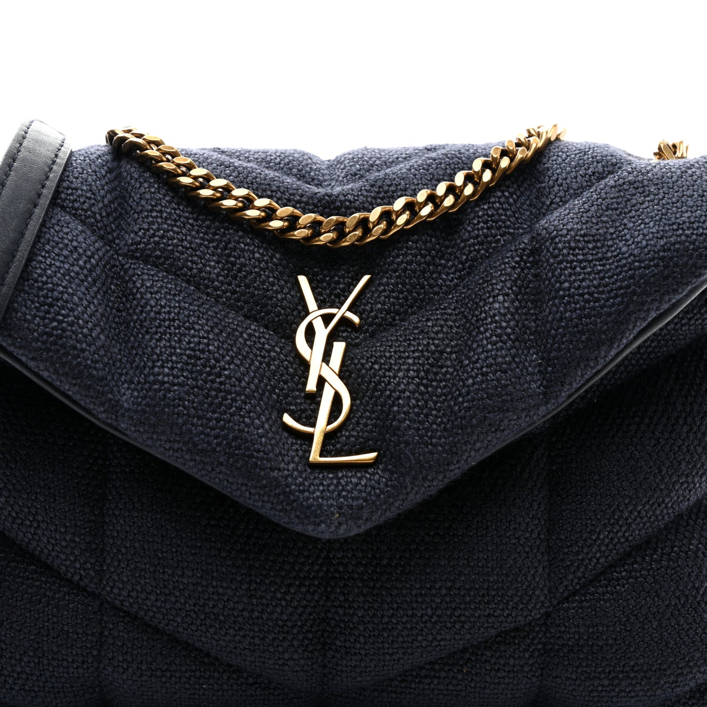 Canvas Quilted Toy Loulou Puffer Monogram Chain Satchel Deep Marine
