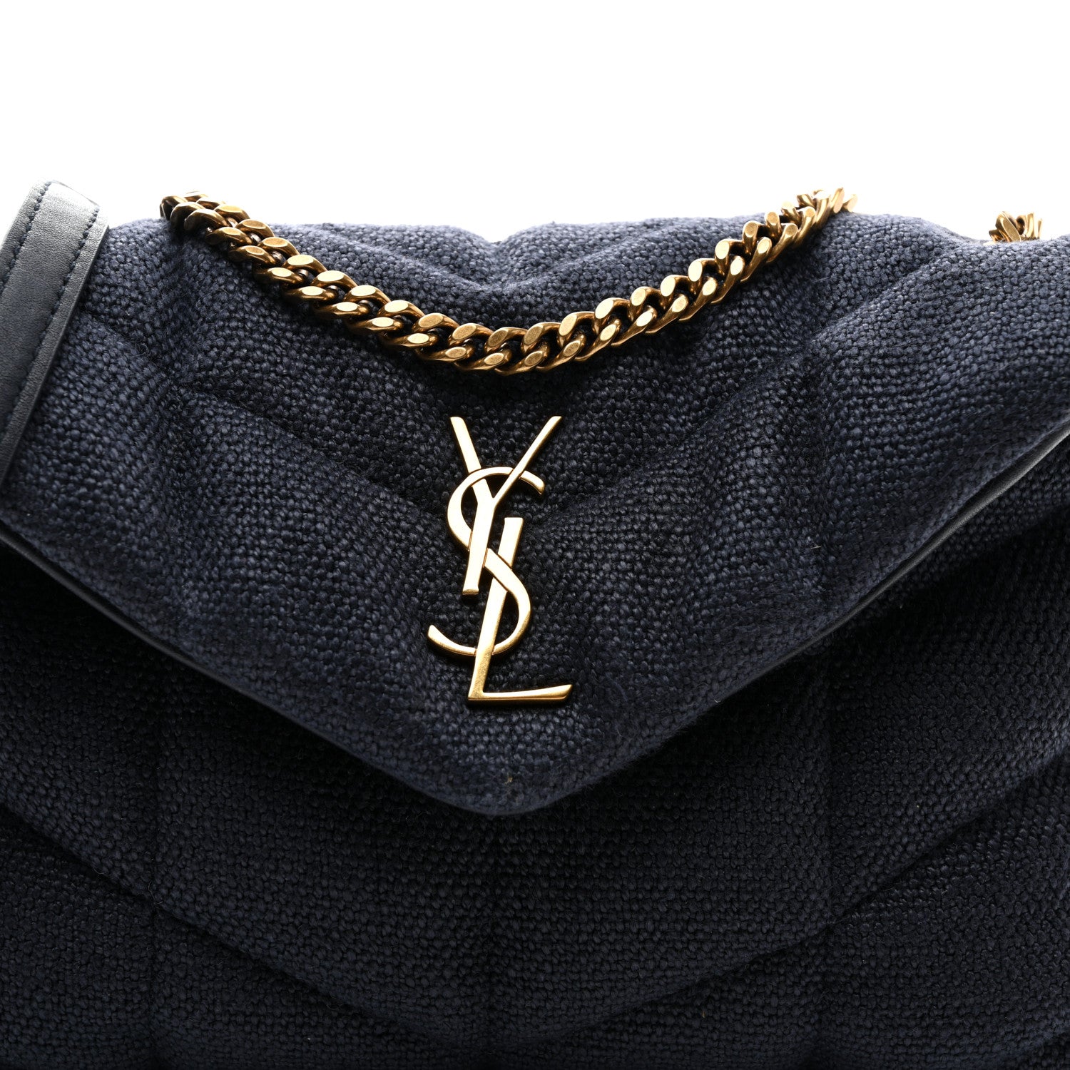 Saint Laurent Canvas Quilted Toy Loulou Puffer Monogram Chain Satchel Deep Marine 9 of 11