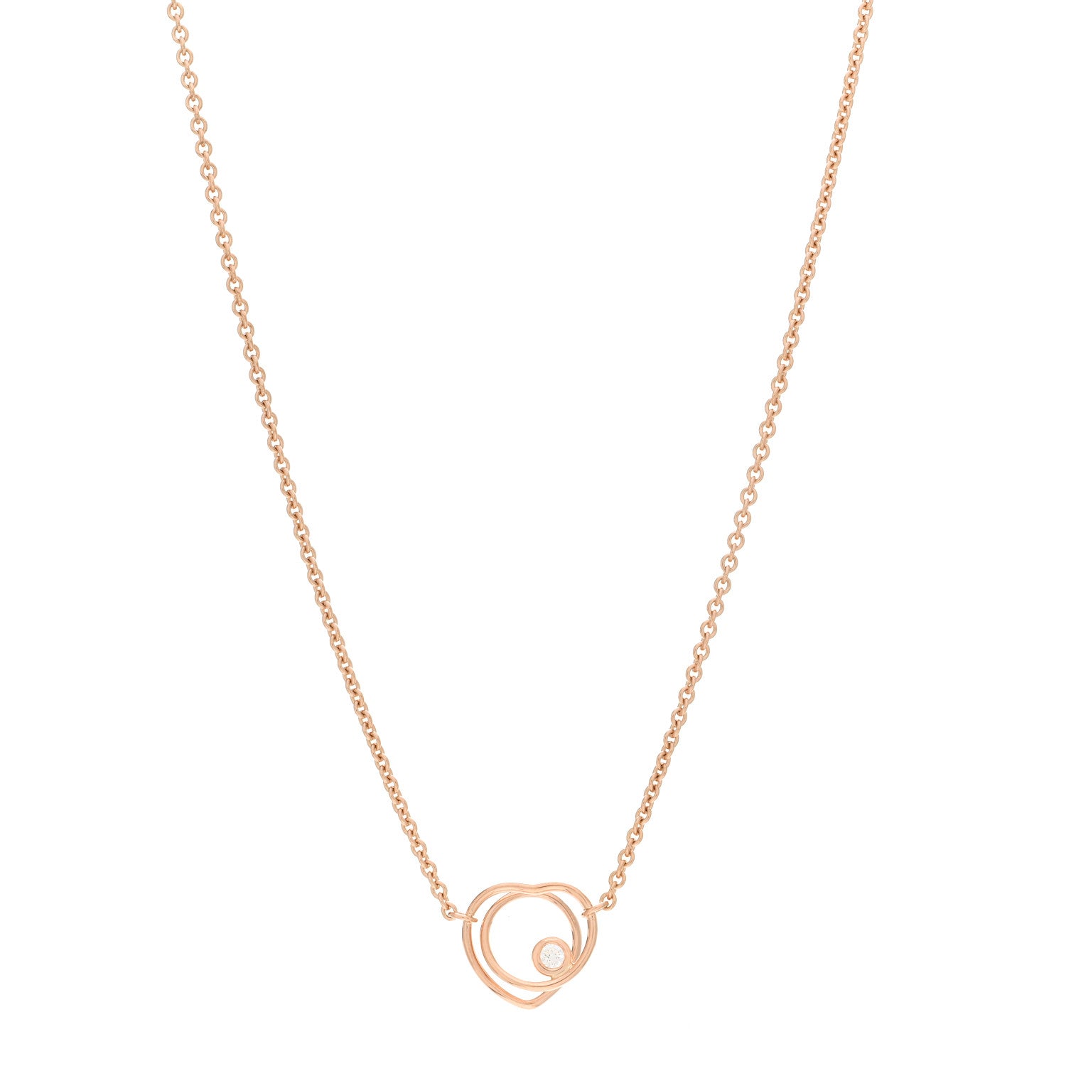 Hermes 18K Rose Gold Diamond TPM Vertige Coeur Necklace ST 1 of 5