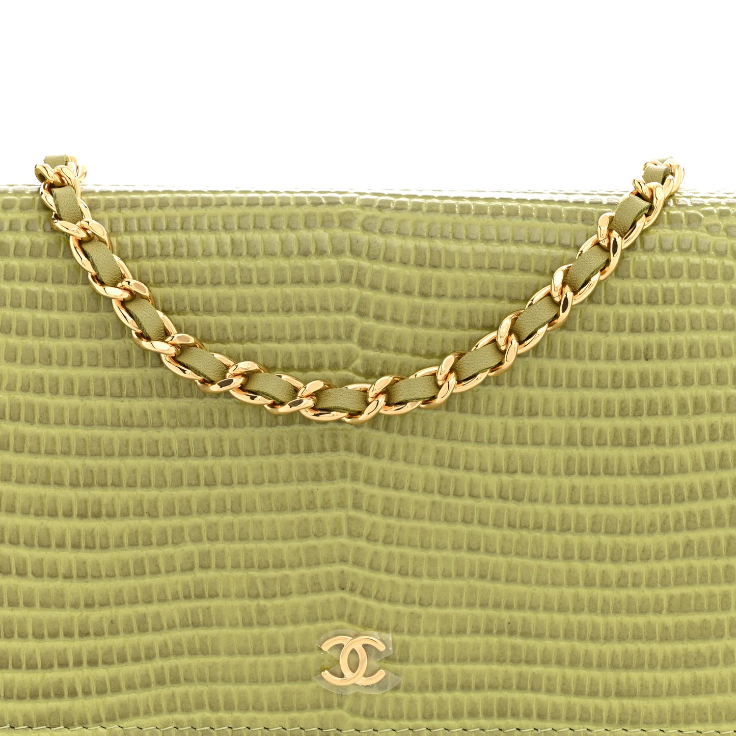 Lizard Embossed Wallet on Chain WOC Light Green