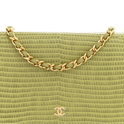 Chanel Lizard Embossed Wallet on Chain WOC Light Green 7 of 10
