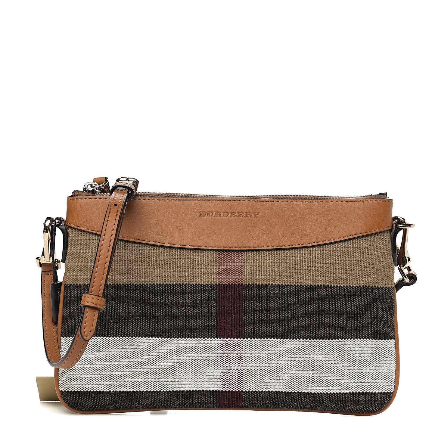 Mega Check Peyton Crossbody Clutch Bag Saddle Brown