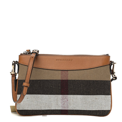 Burberry Mega Check Peyton Crossbody Clutch Bag Saddle Brown 1 of 10