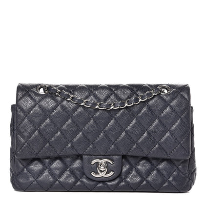 Chanel Washed Caviar Quilted Medium Double Flap Dark Blue 1 of 12