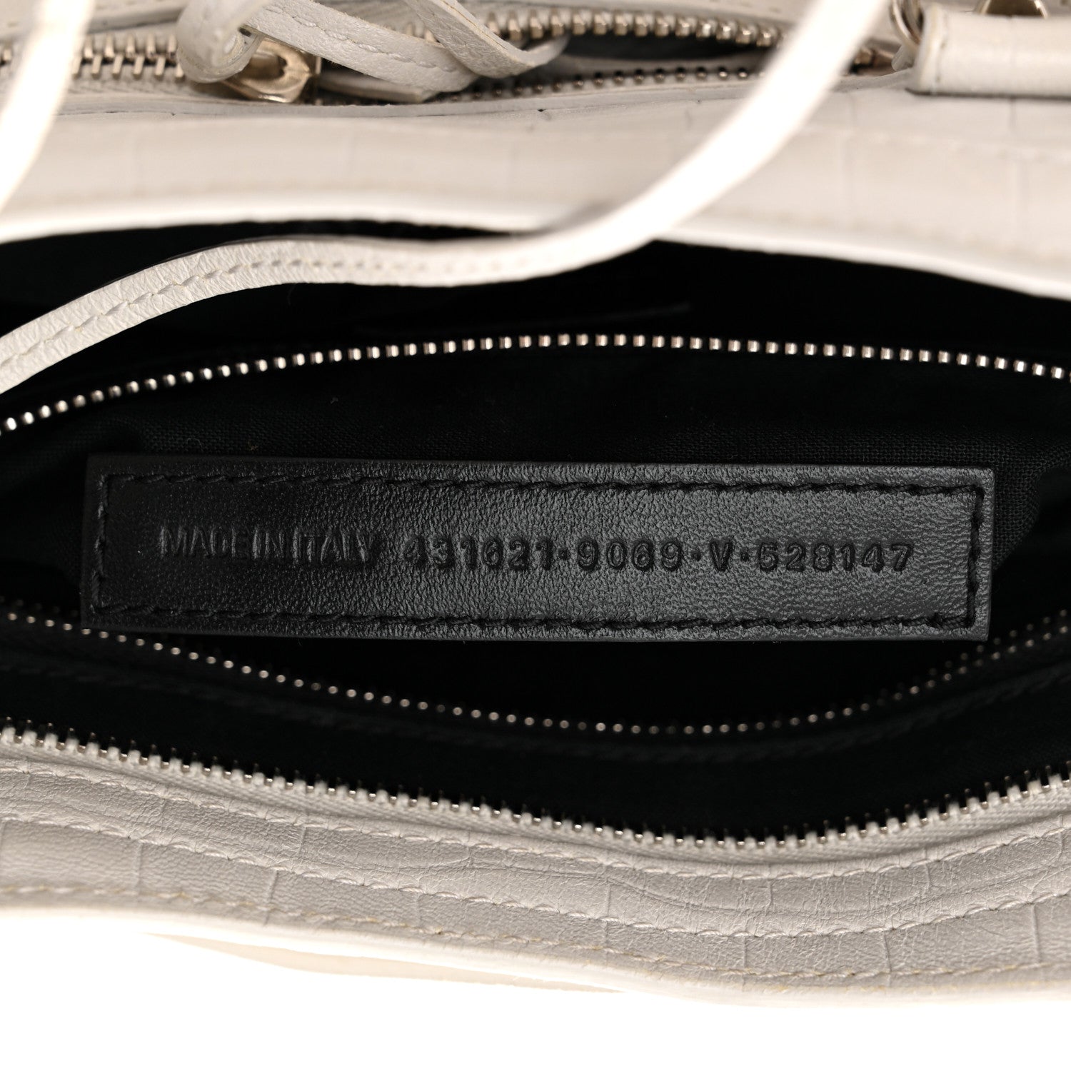 Balenciaga Matte Supple Lambskin Crocodile Embossed Classic Silver Hardware S City White 7 of 15