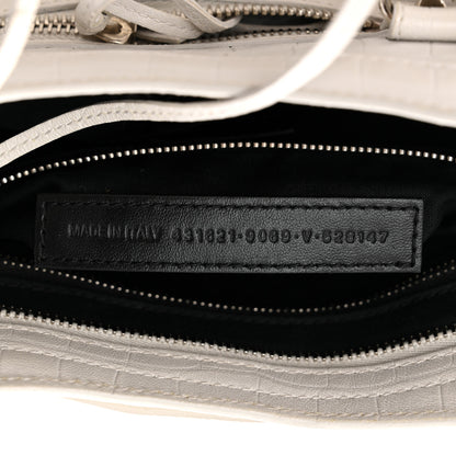 Balenciaga Matte Supple Lambskin Crocodile Embossed Classic Silver Hardware S City White 7 of 15