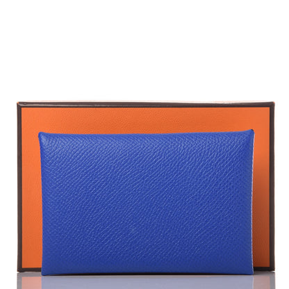 Hermes Epsom Calvi Card Case Bleu Royal 8 of 9