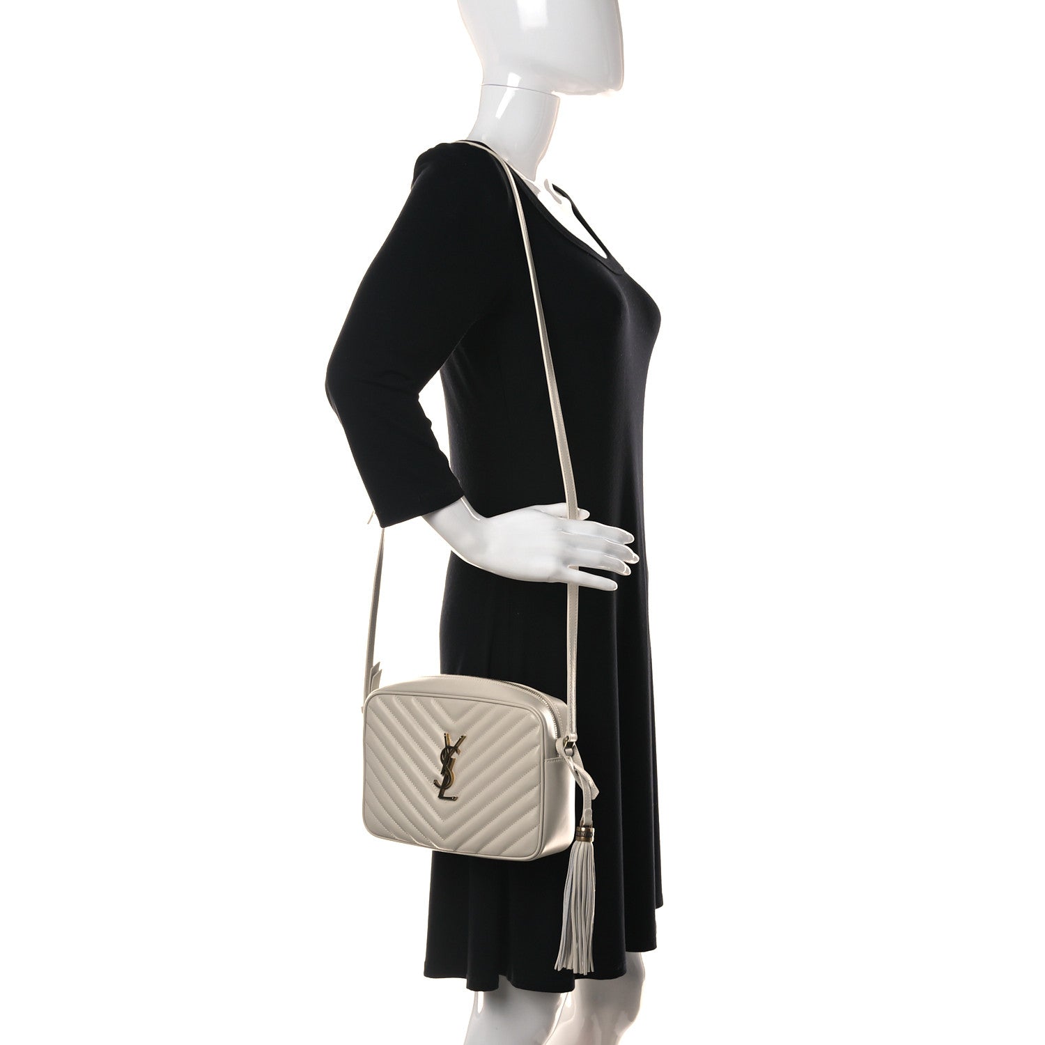 Saint Laurent Calfskin Matelasse Monogram Lou Camera Bag Crema Soft 2 of 12