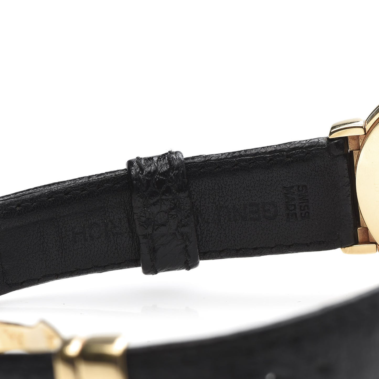 18K Yellow Gold Ostrich 33mm Cellini Quartz Watch Black 6622