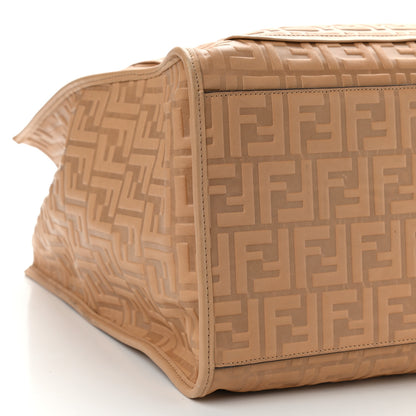 Fendi Vitello Cristallo Nature Wicker FF 1974 Embossed Large Runaway Shopper Tote Makeup 8 of 9