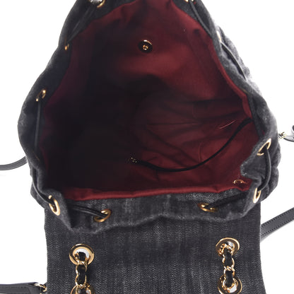 Chanel Denim Calfskin Quilted Backpack Dark Grey Black 5 of 14