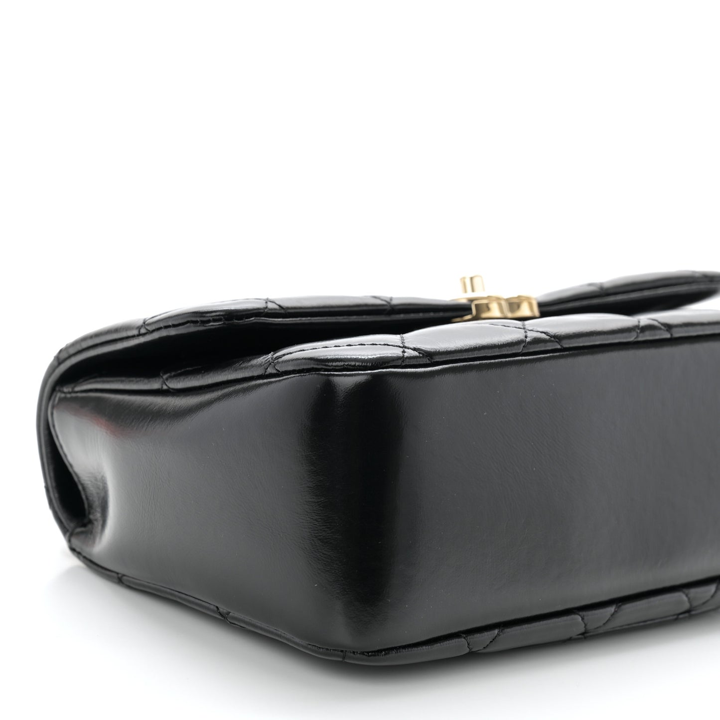Shiny Lambskin Quilted Coco Trip Flap Bag Black