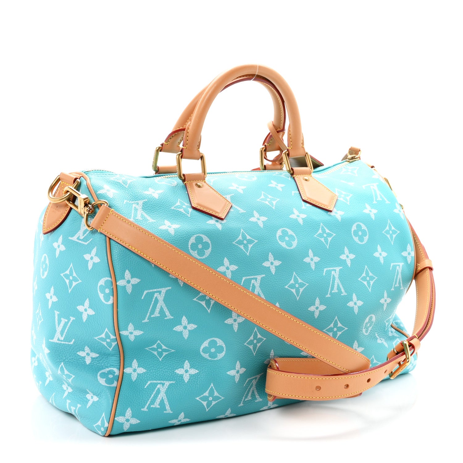 Louis Vuitton Calfskin Monogram Speedy P9 Bandouliere 40 Turquoise 3 of 9