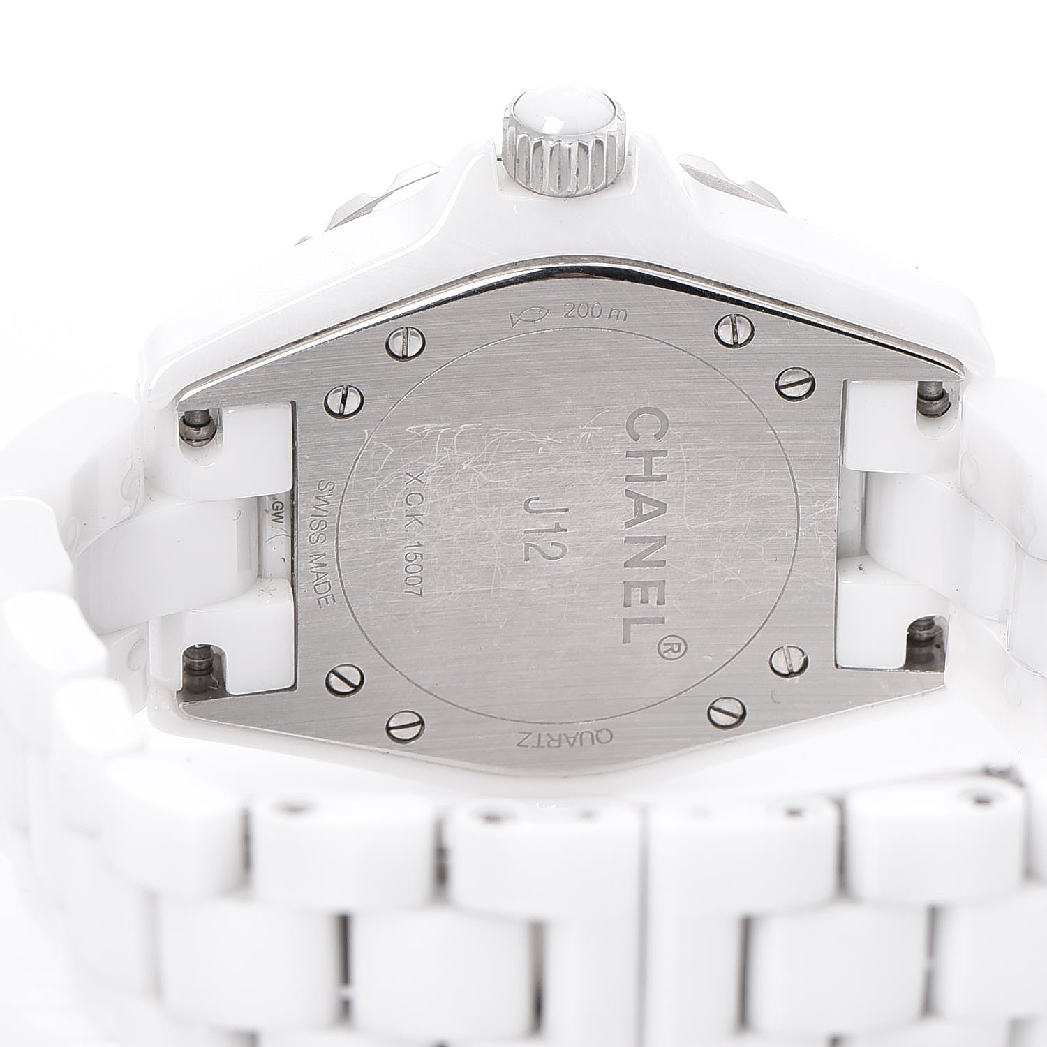 Chanel Stainless Steel Ceramic Diamond 33mm J12 Quartz Watch White 4 of 7