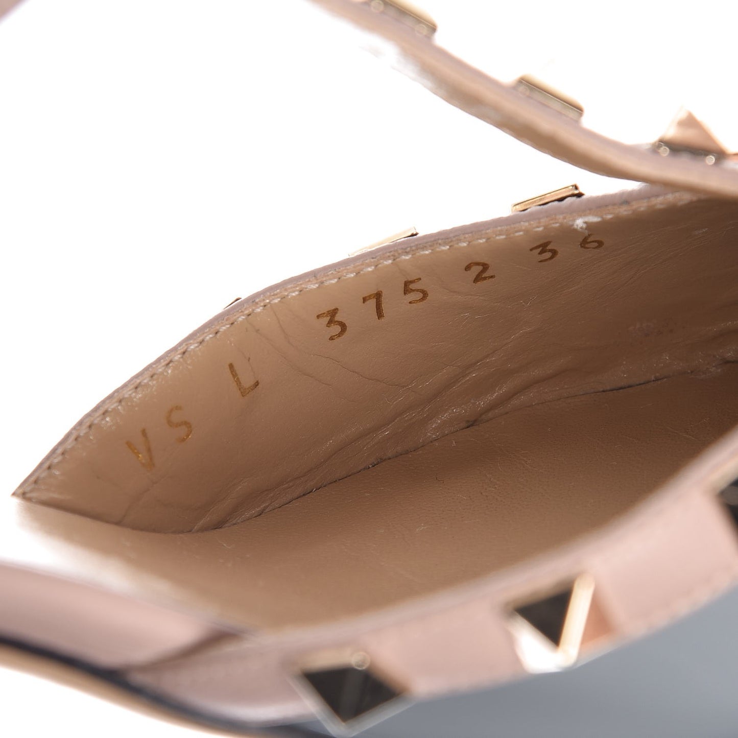 Patent Rockstud Ankle Strap Low Heel Pumps 36 Grey Poudre
